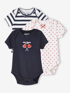 Bebé 0-36 meses-Bodies-Lote de 3 bodies "corações" de mangas curtas, para bebé