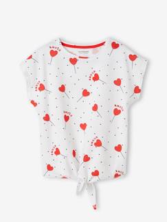 Menina 2-14 anos-T-shirts-T-shirt estampada, com laço fantasia, para menina