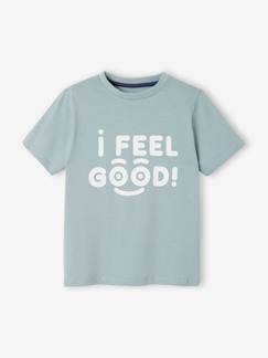 T-shirts-T-shirt de mangas curtas com mensagem, para menino