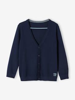 Menino 2-14 anos-Camisolas, casacos de malha, sweats-Casaco com decote em V, bordado "cool life", para menino