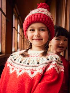 Menina 2-14 anos-Camisolas, casacos de malha, sweats-Camisola jacquard de Natal, para menina