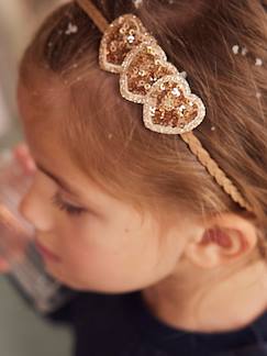 Menina 2-14 anos-Fita do cabelo com corações em lantejoulas, para menina