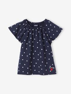Menina 2-14 anos-T-shirts-Blusa estampada com mangas borboleta, para menina
