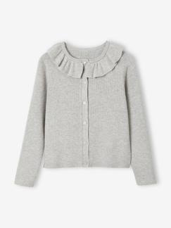 Menina 2-14 anos-Camisolas, casacos de malha, sweats-Casaco curto com gola larga, para menina