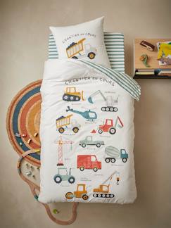 Têxtil-lar e Decoração-Conjunto capa de edredon + fronha de almofada para criança, Obras em Curso