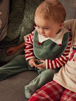 Bebé 0-36 meses-Conjunto presente de Natal para bebé: pijama em veludo + babete