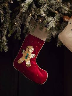 Têxtil-lar e Decoração-Decoração-Adereços de decoração-Meia de Natal com lantejoulas reversíveis, personalizável, Boneco de gengibre