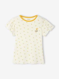 Menina 2-14 anos-T-shirt com canelado, para menina