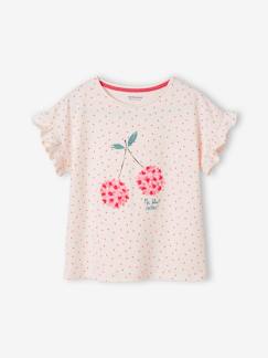 Menina 2-14 anos-T-shirts-T-shirts-T-shirt com fruta e impressão em relevo, para menina
