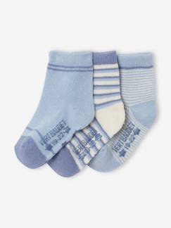 Bebé 0-36 meses-Meias, collants-Lote de 3 pares de meias às riscas, para bebé menino