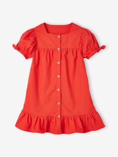 Menina 2-14 anos-Vestido com botões, em popelina, para menina