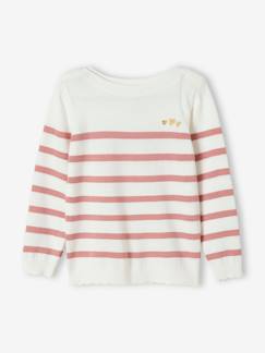 Menina 2-14 anos-Camisolas, casacos de malha, sweats-Camisolas malha-Camisola estilo marinheiro com recortes, para menina