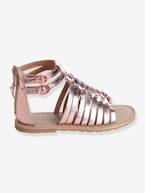 Sandálias em pele, para menina Branco claro liso+Prateado multicolor+PRETO ESCURO LISO COM MOTIVO+Rosa fúchsia+Rosa-pálido metalziado 