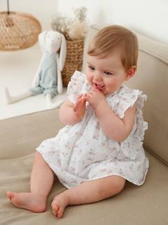 Bebé 0-36 meses-Vestidos, saias-Vestido florido com folhos, para bebé
