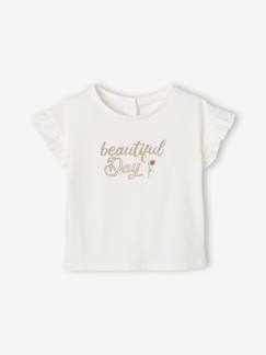 Bebé 0-36 meses-T-shirts-T-shirts-T-shirt "Beautiful day" com folhos nas mangas, para bebé
