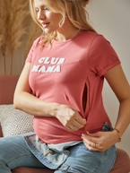 T-shirt com mensagem, personalizável, em algodão bio, especial gravidez e amamentação AZUL MEDIO LISO COM MOTIVO+CINZENTO ESCURO LISO COM MOTIV+ROSA CLARO LISO COM MOTIVO+Terracota 