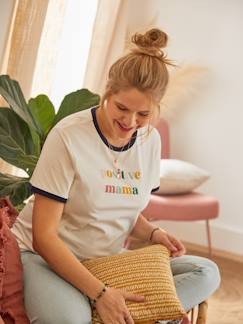 Roupa grávida-Amamentação-T-shirt com mensagem, em algodão bio, especial gravidez e amamentação