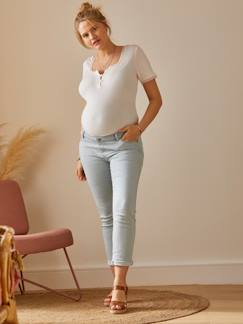 Roupa grávida-Jeans direitos 7/8, faixa sem costuras, para grávida
