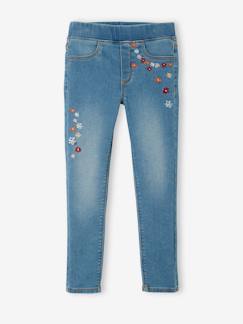 Menina 2-14 anos-Jeans -Treggings bordadas em moletão efeito ganga, para menina