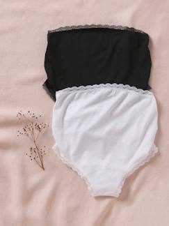 Roupa grávida-Lingerie-Cuecas e Shorties-Lote de 2 cuecas de cintura subida, para grávida