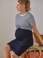 T-shirt às riscas em algodão, especial gravidez e amamentação AZUL ESCURO AS RISCAS 