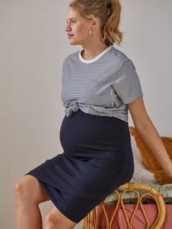 Roupa grávida-T-shirts, tops-T-shirt às riscas em algodão, especial gravidez e amamentação
