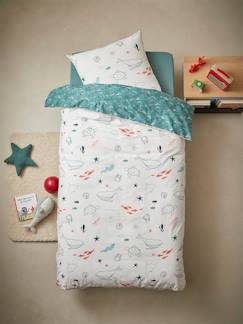 Têxtil-lar e Decoração-Roupa de cama criança-Conjunto capa de edredon + fronha de almofada para criança, Fundo do Mar, Basics