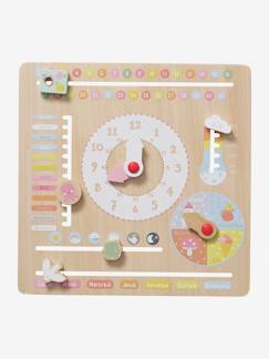 Brinquedos-Jogos educativos- Ler, escrever, contar e ver as horas-Relógio Calendário, em madeira