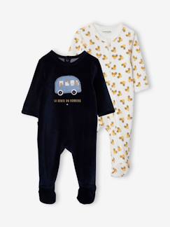 Bebé 0-36 meses-Pijamas, babygrows-Lote de 2 pijamas  em veludo, para bebé menino, Oeko Tex®