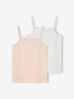 Menina 2-14 anos-Roupa interior-Camisolas interiores-Lote de 2 camisolas de alças lisas, para menina, Oeko-Tex®