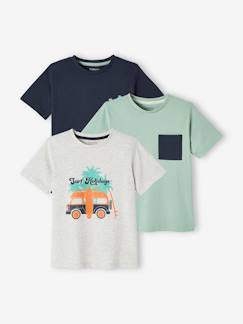 Menino 2-14 anos-T-shirts, polos-T-shirts-Lote de 3 t-shirts sortidas de mangas curtas, para menino