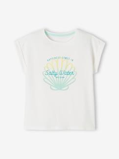 Menina 2-14 anos-T-shirts-T-shirts-T-shirt com concha irisada, para menina.