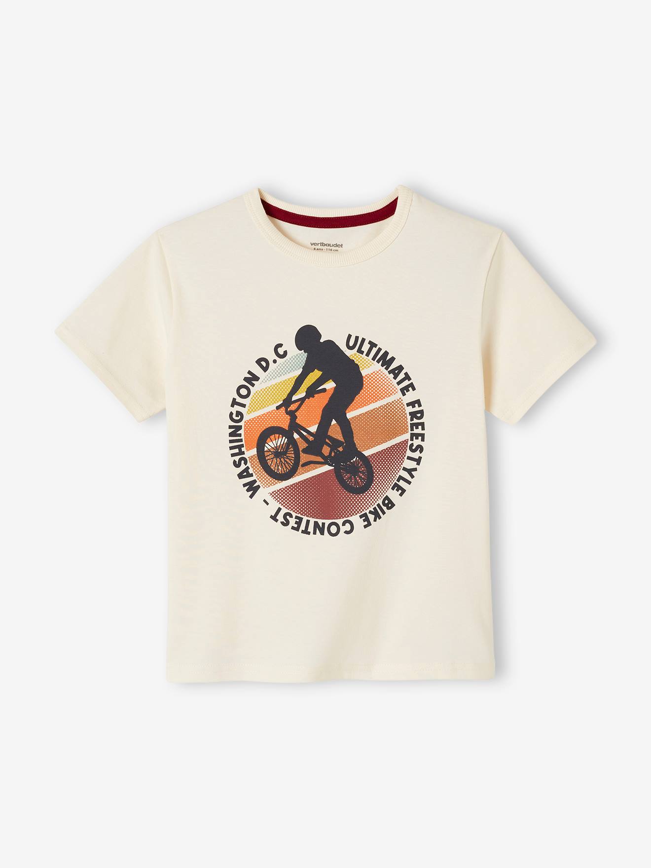 T-shirt de mangas curtas com motivos gráficos, para menino branco claro liso com motivo