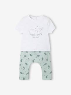 Bebé 0-36 meses-Conjuntos-Conjunto t-shirt e calças baleias, para bebé