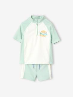 Praia-Menino 2-14 anos-Conjunto de banho anti-UV, t-shirt + calções, para menino