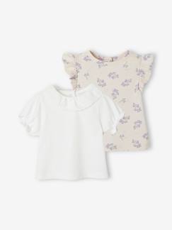 Bebé 0-36 meses-T-shirts-Lote de 2 t-shirts românticas de mangas curtas, para bebé