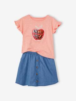 Menina 2-14 anos-Conjuntos-Conjunto t-shirt com folho e saia