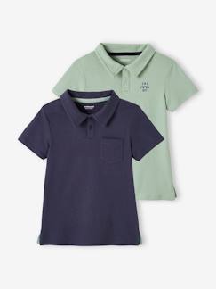 Menino 2-14 anos-T-shirts, polos-Lote de 2 polos lisos de mangas curtas, para menino