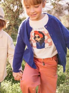 Menina 2-14 anos-T-shirts-Camisola girly com detalhes irisados e laço fantasia, para menina