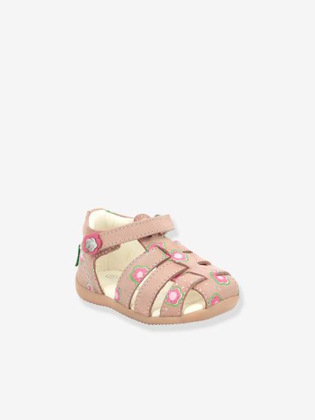 Sandálias em pele, para bebé, Bigflo-2 Iconique Biboo da KICKERS® ROSA CLARO ESTAMPADO 