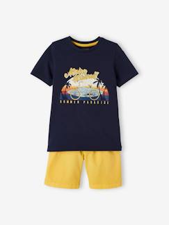 Menino 2-14 anos-Calções, bermudas-Conjunto t-shirt com motivo havaiano e calções, para menino