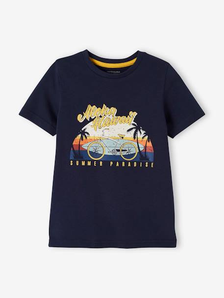 Conjunto t-shirt com motivo havaiano e calções, para menino AMARELO MEDIO LISO 