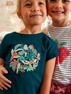 Menina 2-14 anos-T-shirt com folho e lantejoulas, para menina