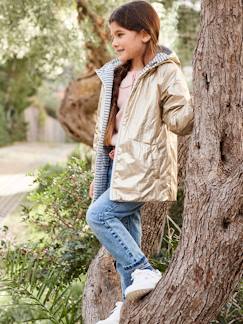 Menina 2-14 anos-Casacos, blusões-Corta-vento reversível, com capuz, enchimento em poliéster reciclado, para menina