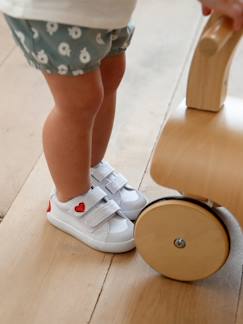 Calçado-Sapatilhas com barras autoaderentes, em tecido, para bebé menina
