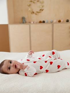 -Pijama de bebé aos corações, em moletão, Petit Bateau