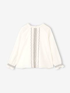 Menina 2-14 anos-Blusas, camisas-Blusa bordada em voile de algodão, para menina