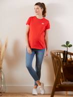 T-shirt com mensagem, em algodão bio, especial gravidez e amamentação VERMELHO MEDIO LISO COM MOTIVO 