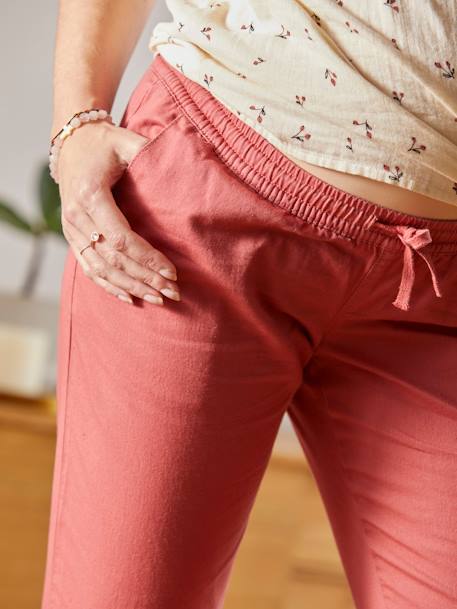 Calças chino, para grávida VERMELHO MEDIO LISO 