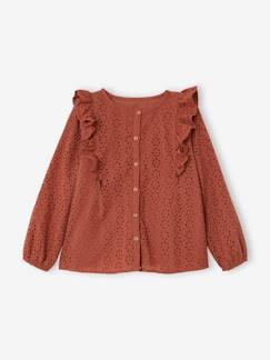 Menina 2-14 anos-Blusa em bordado inglês, para menina